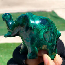 183G Natural glossy Malachite Crystal  Handcarved elephant mineral sample picture