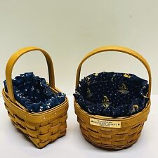 Vintage 1992 1995 LONGABERGER Small Basket Lot of 2 With Liners picture