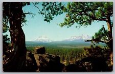 Central Oregon Three Sisters Mountains Scenic Landscape Chrome Postcard picture