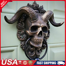 Ebros Baphomet Horned God Skull Hanging Door Knocker with Built in Striker Plate picture