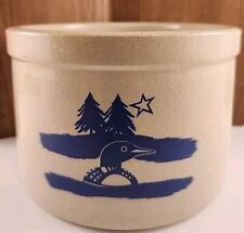 Classic Red Wing Stoneware Loon And Pine Tree Crock Pottery picture
