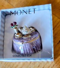 MONET Enamel Tea Table  Keepsake Collectible Trinket Box New In Box  picture