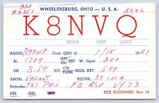 QSL CB Ham Radio Card K8NVQ Wheelersburg Ohio Vtg  Scioto County OH 1961 Card picture