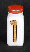 Vintage GRIFFITH'S Milk Glass SPICE JARS Red Lids CHILI SEASONINGS 4