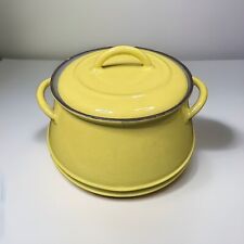 EUC Vintage Descoware FE Belgium Corn Cob Yellow Enamel Cast Iron Bean Pot 3qt picture