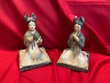 RARE VINTAGE Set of 3 Chinese (or Japanese) Female Musician Figurines/Statues picture