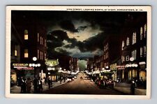 Morgantown WV-West Virginia, High Street North, Night, Vintage c1922 Postcard picture