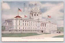 1907 St. Paul MN Minnesota State Capital Building American Flags Postcard picture