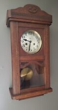 Antique 1930s FHS Franz Hermle & Sohne 8-Day Hour Strike Wooden Wall Clock Works picture