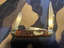 VTG Imperial Frontier Folding 3 Blade Pocket Knife Bone USA picture