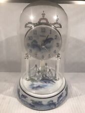 Waltham Anniversary Clock Chime Glass Ocean Dolphin With Glass Dome 10