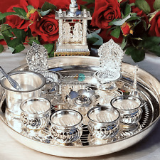 German Silver Pooja Thali Set Housewarming Favor, Festival, Wedding Thali Gifts picture