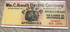 1930s-40s Wm. C. Krauth Electric Company Louisville Kentucky Power Apparatus Mat picture