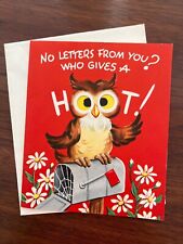 Vintage RAZZLE DAZZLE Mid Century Greeting Card Hoot Owl Surprise UNUSED + Env picture