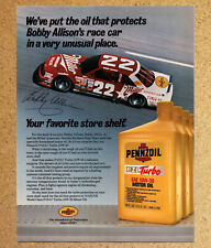 Pennzoil Turbo Motor Oil Bobby Allison Nascar Vintage Print Ad Ephemera Art 1987 picture