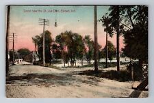 Elkhart IN-Indiana, Scene Near The St Joe Dam, Antique, Vintage Postcard picture