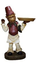 Monkey Chef Statue Kitchen Butler Platter Decor Server 17.5 Inches Display Stand picture