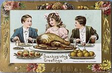 Vintage Embossed Postcard~Thanksgiving Greetings 1909, Children. T004 picture