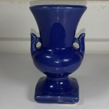 Vintage USA Blue Art Pottery Vase with Handles picture