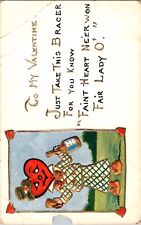 Vtg Valentines 1913 Embossed Heart Drinking Posted Postcard 1F11 picture