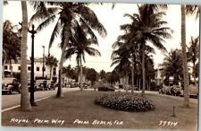 VTG RPPC Palm Beach FLorida Royal Palm Way ca.1925-42 Old Cars A429 picture
