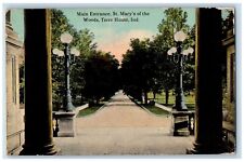 Terre Haute Indiana IN Postcard Main Entrance St Mary Woods Exterior 1912 Posted picture