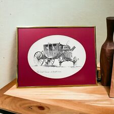 Vintage Signed Framed Lithograph of Sketch The Powel Carriage at Mount Vernon picture