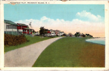 1937 Cottages Homestead Plat Prudence Island R.I. Linen postcard  -A28 picture