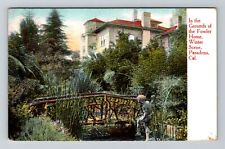 Pasadena CA-California, Grounds Of The Fowler Home, Vintage c1909 Postcard picture