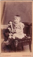 Antique CDV  Girl Child with a Doll  PHOTOG. JD VICKERY, BARNSTAPLE, UK picture
