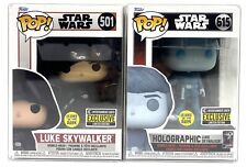 Funko Pop Star Wars Luke Skywalker #501 & Holographic Luke #615 GITD EE Exc Set picture