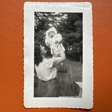 A Mother’s Love VINTAGE PHOTO Mom And Baby Holding Up 1940s Original Snapshot picture