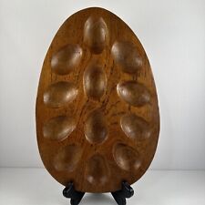 *VINTAGE/RETRO* MCM Genuine Teakwood Deviled Egg Platter Tray (holds 12 eggs) picture