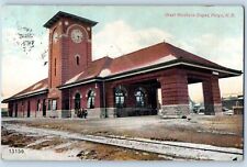 Fargo North Dakota Postcard Great Northern Depot Railroad c1908 Vintage Antique picture