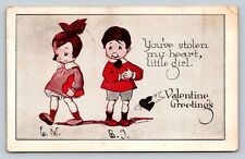 c1925 You've Stolen My Heart Little Girl Valentine Vintage Postcard 0975 picture