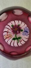 2006 Deacons McDougal Cranberry Faceted Flower Dragonfly Butterfly Paperweight picture