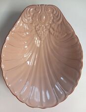 VTG Loneoak  Pottery 1980s Pink Terracotta Clam Shell Bowl Dish  10 1/2 x 8 1/4