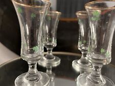 Irish Shamrock Footed 1 Oz St. Patrick's Cordial Or Shot Glasses. picture