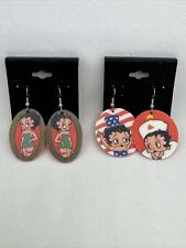 Vtg Studio Betty Boop USA/Russia And Betty Boop Green Dress Pierced Earring 1989 picture