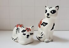 Native American Signed D. Chino Pueblo Small Pottery Ceramic Cat Set Of 2  picture