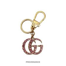 🔴 Gucci GG Marmont Rhinestone Keychain - Aged Gold Pink  picture