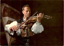 Norwegian violinist in traditional costume vintage postcard picture