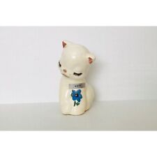 Rare 1940s deLee White Cat Figurine Ceramic MCM California Pottery Kitten picture