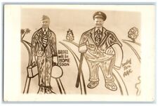 c1940's Caricature Broke Men Traveling Through Arkansas RPPC Photo Postcard picture