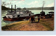 Postcard Ohio Manchester Wharf Steamer Riverboat Paddlewheelers Horse Drawn 1911 picture