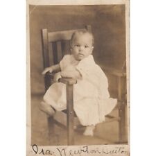 African American RPPC Photo Postcard 1913 Baby In Rocking Chair Name On Bottom picture