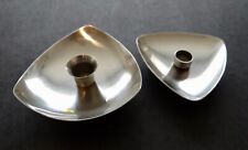 Vintage Denmark Stelton Style Stainless Steel 18/8 Triangle Taper Candle Holders picture