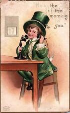 IRISH LAD On TELEPHONE, A/S CLAPSADDLE Vintage 1911 ST. PATRICK'S DAY Postcard picture