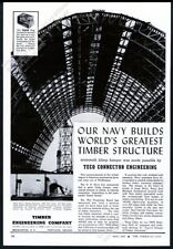 1943 US Navy blimp hangar photo Timber Engineering Co TECO vtg trade print ad picture