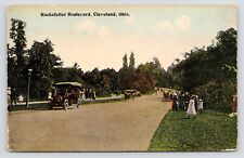 c1908~Cleveland Ohio OH~Rockefeller Park~Boulevard~Touring Car~VTG Postcard picture